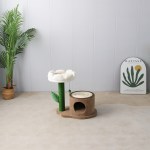 Flower-shaped cat scratching post with hideaway cubby