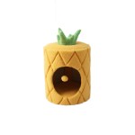 Pineapple-shaped plush pet cubby with dangling toy