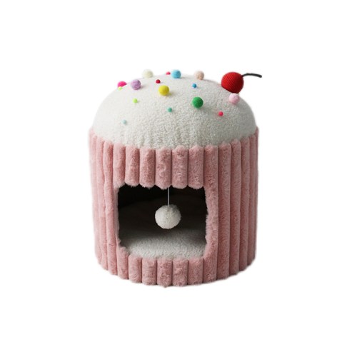 v390 c7277 84060 00.jpg Cupcake-shaped plush cat cubby with sprinkles
