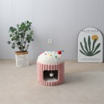 Cupcake-shaped cat bed in minimalist room