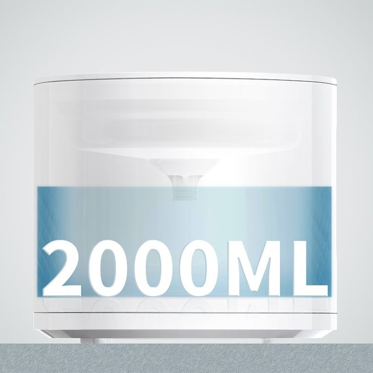 Transparent water tank showing 2000ML capacity