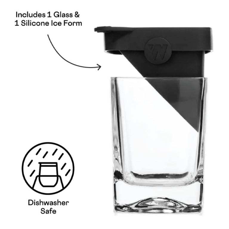 Glass with black silicone ice form insert