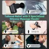 halo compact percussion massager Massage gun with interchangeable silicone heads in use