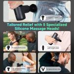 Massage gun with interchangeable silicone heads in use