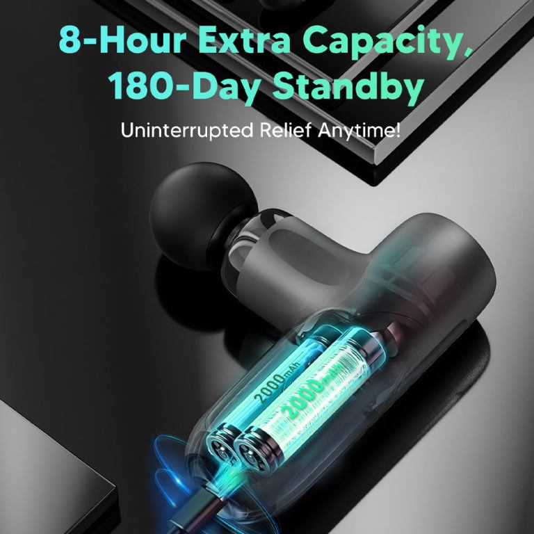 Massage gun with visible battery capacity display