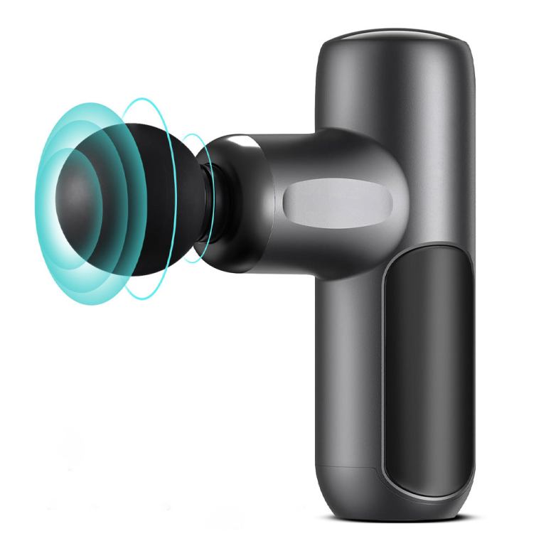 Handheld percussion massage gun with vibration waves