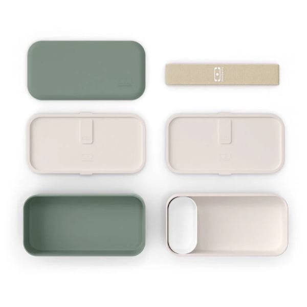 monbento mb original bento box green natural Minimalist reusable lunchbox set with compartments and strap