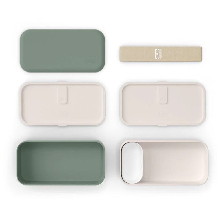 monbento mb original bento box green natural Minimalist reusable lunchbox set with compartments and strap
