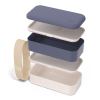 monbento mb original bento box blue natural Stacked modular lunchbox with lids and strap