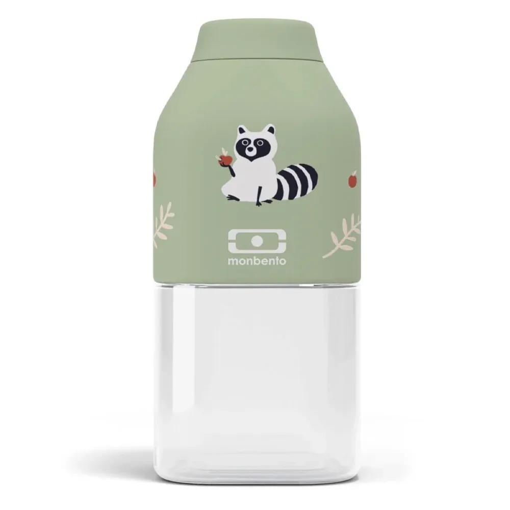 Green raccoon-themed Monbento lunch container