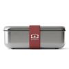 monbento mb sense bento box pink moka Stainless steel lunchbox with red elastic strap