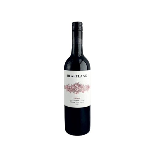 Heartland Shiraz wine bottle on white background