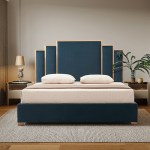 v43 bed aus kbu 144753 00.jpg Modern blue upholstered bed with matching headboard panels