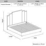 austin bed frame polyester turquoise fabric padded upholstery high quality slats polished stainless steel feet Bed frame dimensions diagram for queen and king sizes