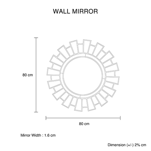 Round sunburst wall mirror, 80 cm diameter