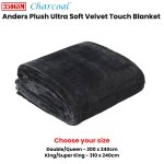 in 2 linen 350gsm plush ultra soft velvet touch blanket charcoal double/queen Charcoal plush velvet touch blanket folded neatly