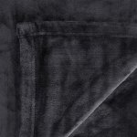 in 2 linen 350gsm plush ultra soft velvet touch blanket charcoal double/queen Close-up of dark grey plush blanket corner