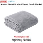 in 2 linen 350gsm plush ultra soft velvet touch blanket silver double/queen Silver plush velvet touch blanket folded
