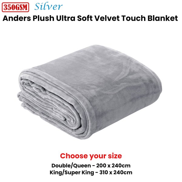 Silver plush velvet touch blanket folded