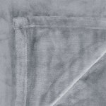 in 2 linen 350gsm plush ultra soft velvet touch blanket silver double/queen Close-up of soft grey plush rug corner