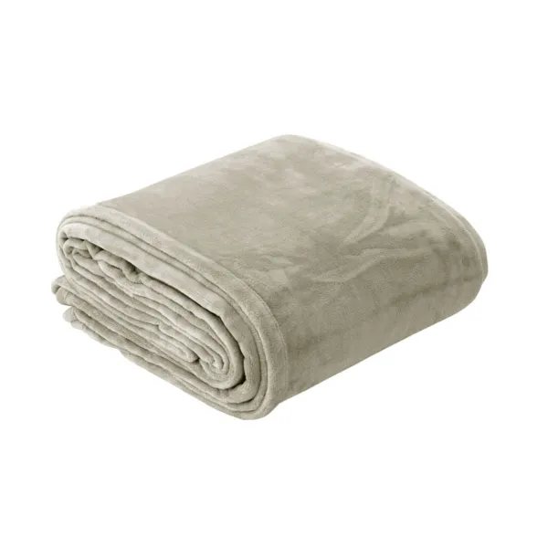 v442 atx blanket plushvelvet taupe ds 202603021135 00.jpg Folded beige fleece blanket on white background