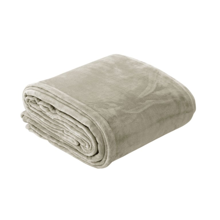 v442 atx blanket plushvelvet taupe ds 202603021135 00.jpg Folded beige fleece blanket on white background