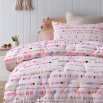 happy kids swifty 2 piece washed cotton cover comforter set single 160cm x 220cm Pastel besties themed quilt cover on bed