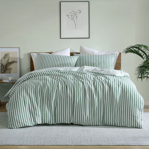 v442 int quiltcs frankiestripe sage qs 202510031445 00.jpg Green and white striped duvet on modern bed