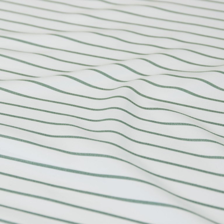 ardor frankie sage stripe yarn dyed reversible quilt cover set queen Close-up of white fabric with green stripes