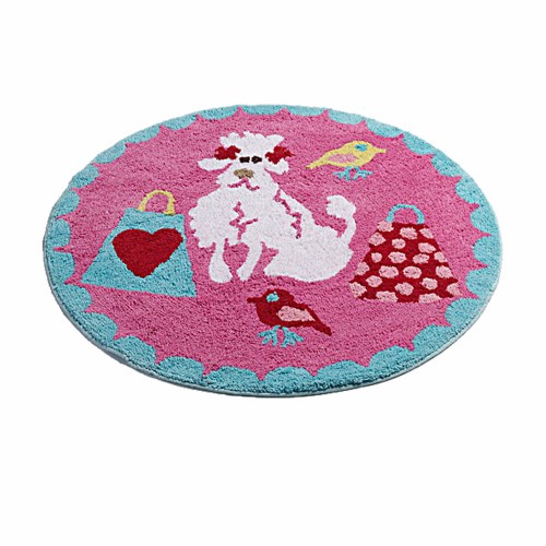 v442 pil floorr borntoshop pink 208836 00.jpg Round pink children's rug with cat and birds
