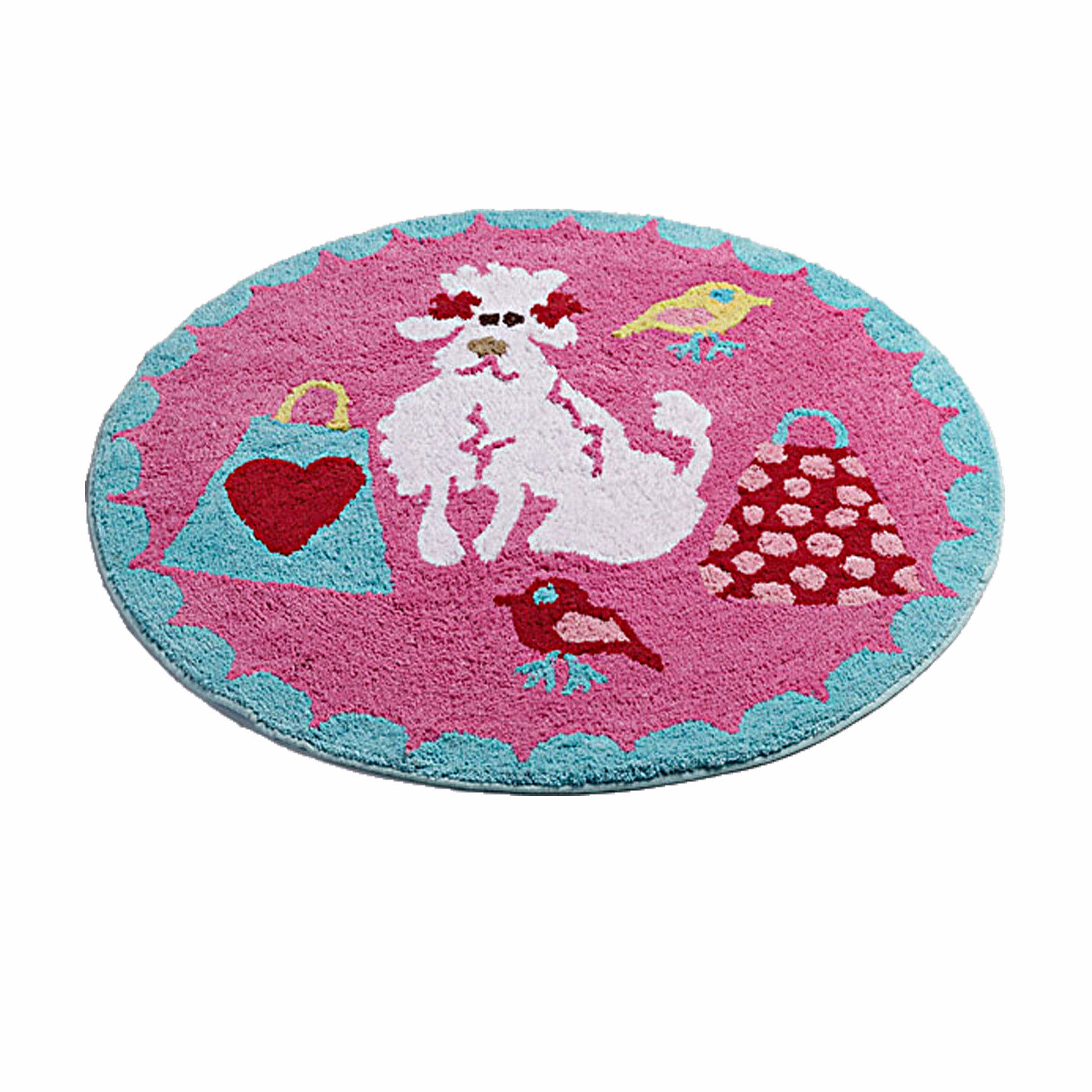 v442 pil floorr borntoshop pink 208836 00.jpg Round pink children's rug with cat and birds