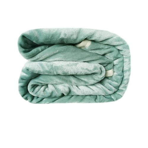 v442 stt blanket 550gsmmink frost qs 202601141150 00.jpg Folded mint green plush blanket on white background