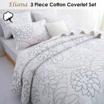 100% cotton coverlet set eliana queen White floral cotton coverlet set on bed
