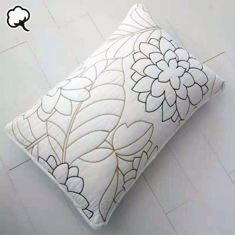 100% cotton coverlet set eliana queen White floral embroidered cushion on light floor