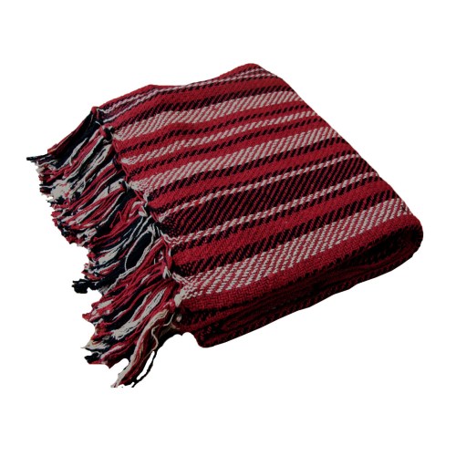 Red striped throw blanket with tassels