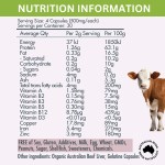 Nutrition information panel for beef liver capsules