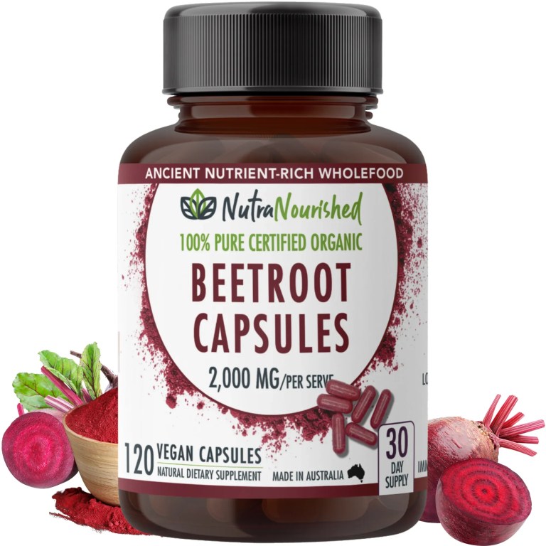 NutraNourished organic beetroot capsules supplement bottle