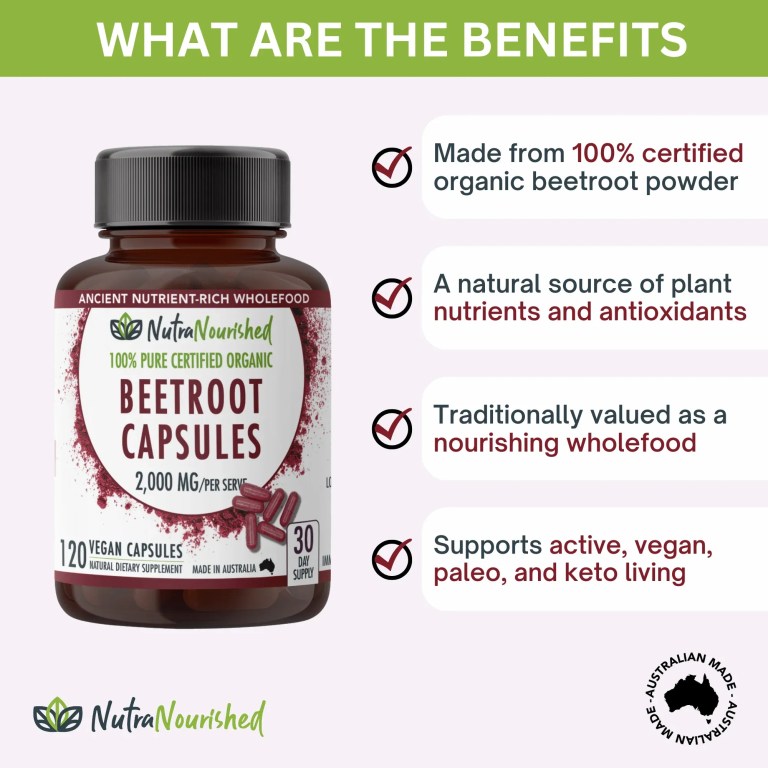 NutraNourished organic beetroot capsules supplement bottle