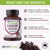 NutraNourished elderberry capsules bottle with listed benefits
