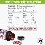 Nutrition information panel for elderberry capsules supplement