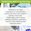 Elderberry nutrition quote over laboratory background