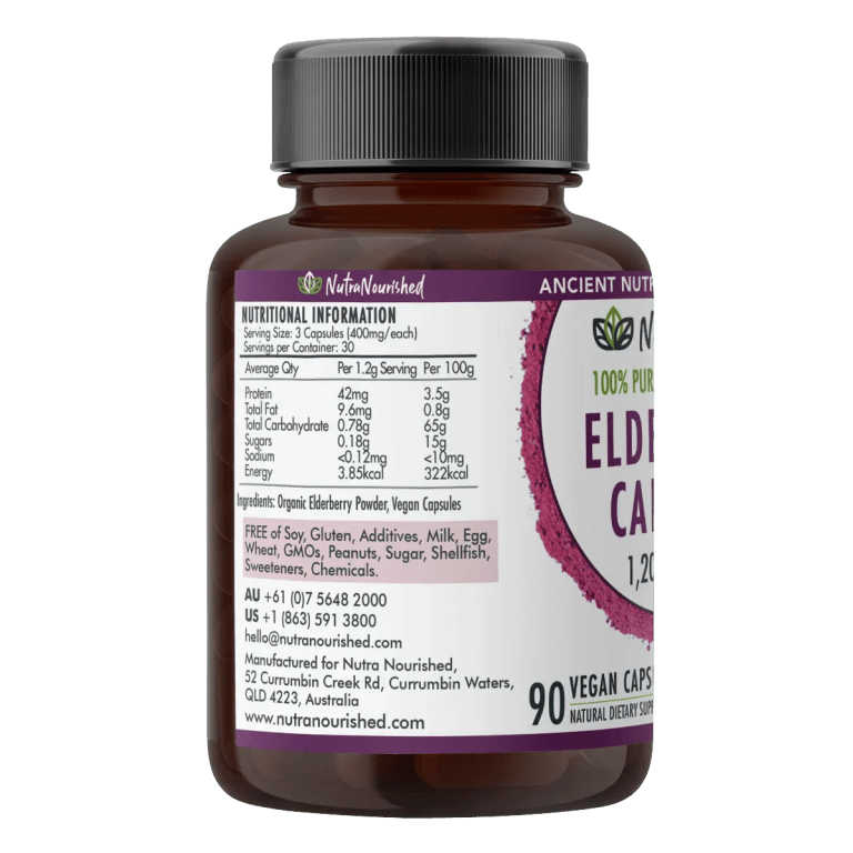 NutraNourished elderberry capsules supplement bottle