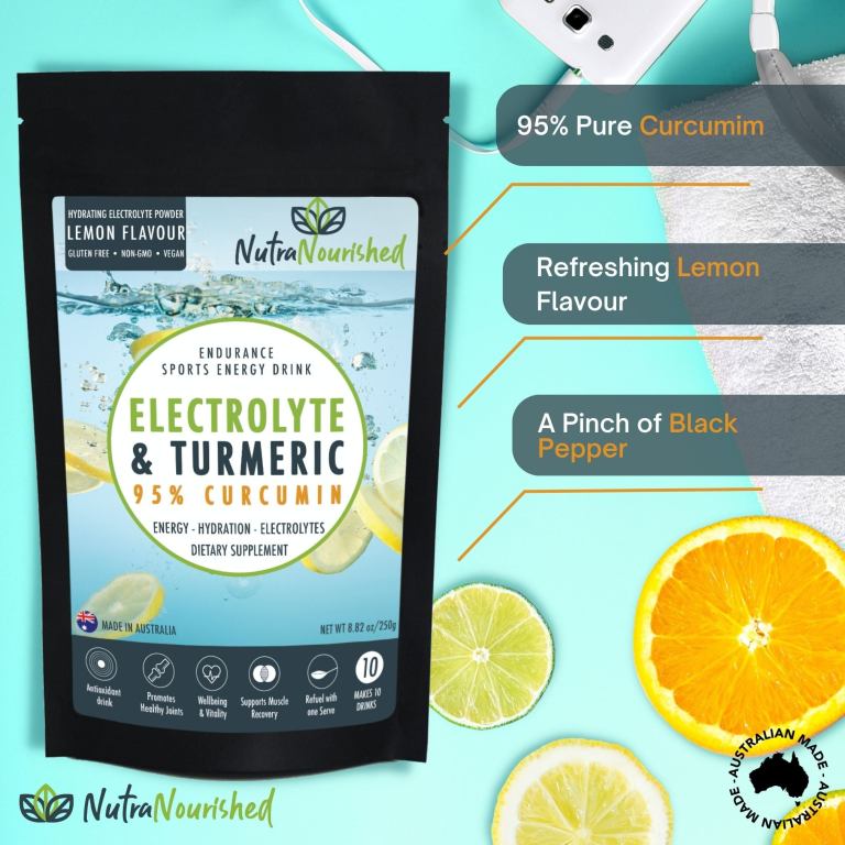 Lemon turmeric electrolyte powder pouch with citrus slices