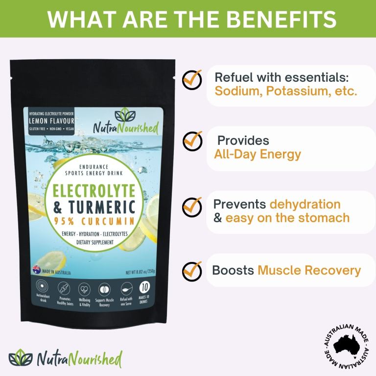 Electrolyte and turmeric sports drink powder pouch