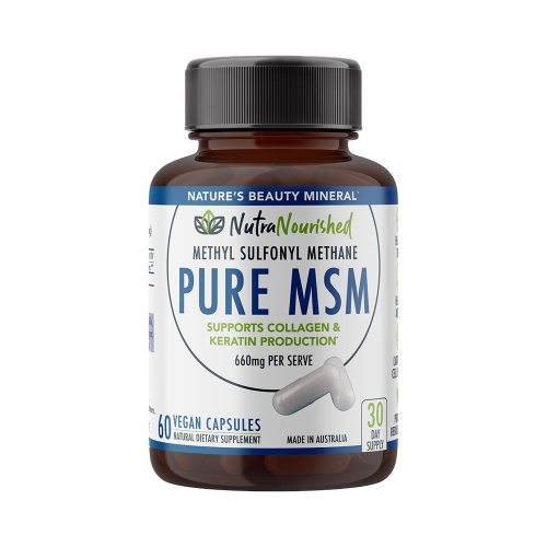 v497 msm caps 60 202506091658 00.jpg NutraNourished Pure MSM supplement bottle, 60 capsules