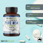 NutraNourished Pure MSM capsules bottle on blue background