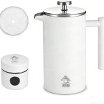 White French press coffee maker with canister
