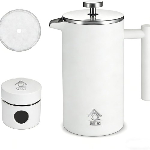 v498 frenchpress350setwh 202604021010 00.jpg White French press coffee maker with canister