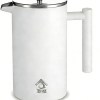 White stainless steel coffee plunger with lid