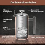 Double wall insulated stainless steel French press diagram